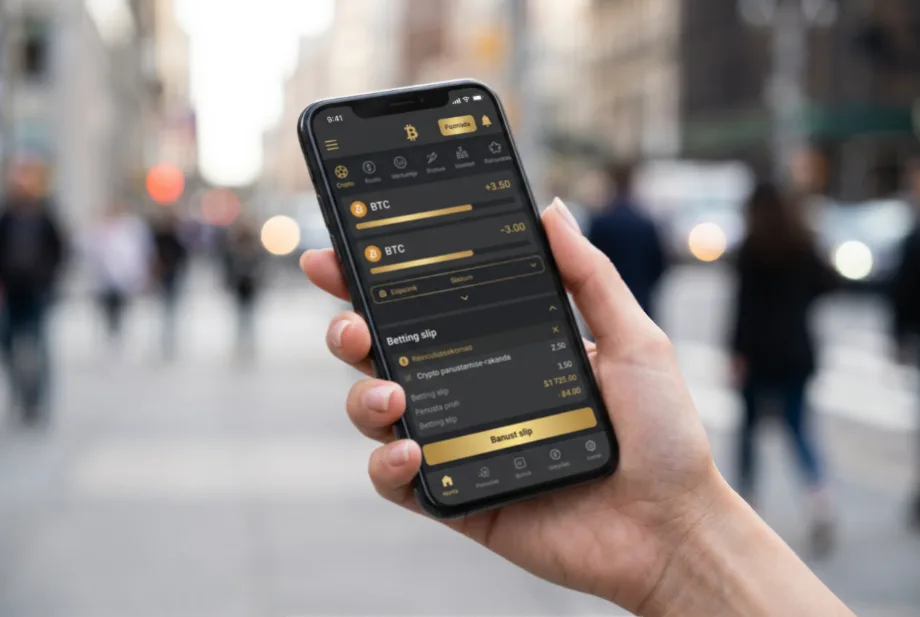 Nutitelefon krüptopanustamise mobiilirakendusega käes hoituna